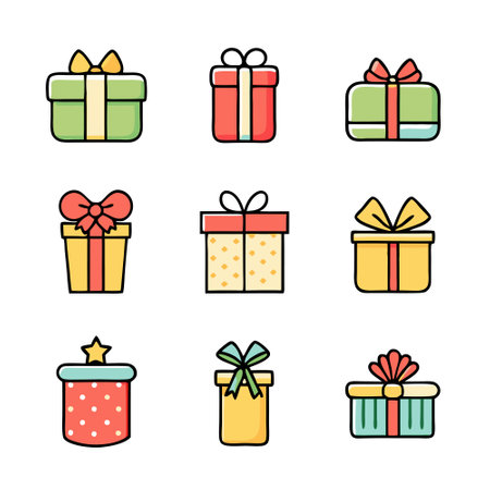 Vector illustration of various holiday gift boxesのイラスト素材