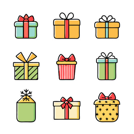 Vector illustration of various holiday gift boxesのイラスト素材