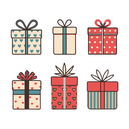 Vector illustration of various holiday gift boxesのイラスト素材
