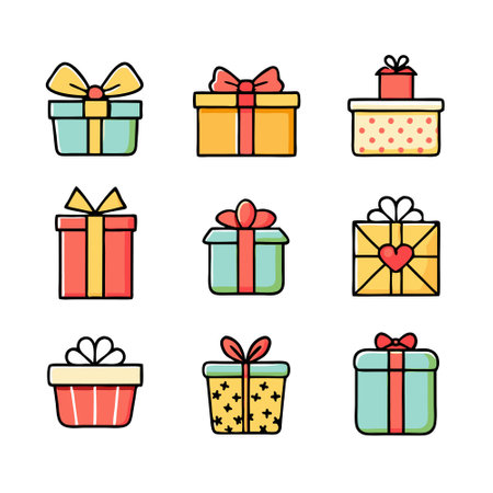Vector illustration of various holiday gift boxesのイラスト素材