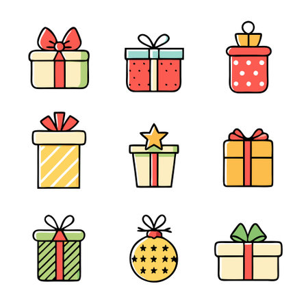 Vector illustration of various holiday gift boxesのイラスト素材