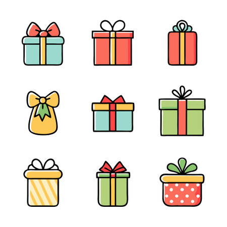 Vector illustration of various holiday gift boxesのイラスト素材