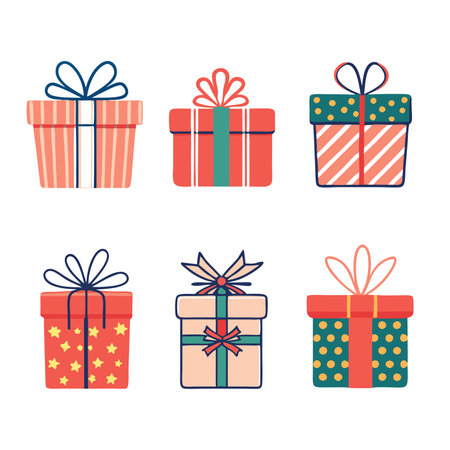 Vector illustration of various holiday gift boxesのイラスト素材