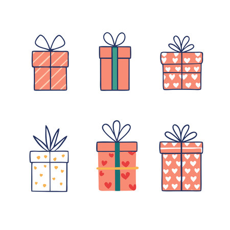 Vector illustration of various holiday gift boxesのイラスト素材
