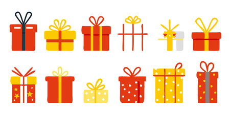 Vector illustration of various holiday gift boxesのイラスト素材