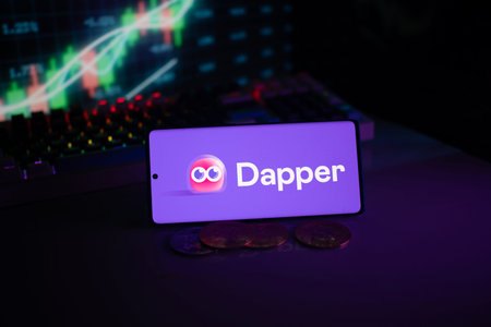 Dhaka, Bangladesh 18 September 2025:Dapper logo displayed alongside coins and illuminated trading charts, emphasizing digital financeのeditorial素材