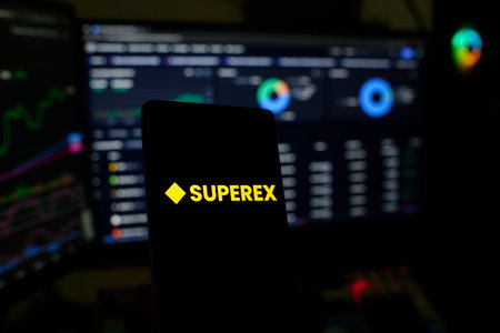 Close up of smartphone screen with SulfurEX cryptocurrency exchange logo. SulfurEX is a...