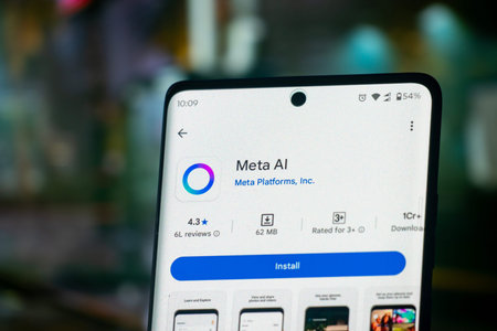 Dhaka, Bangladesh 26 Dec 2025:: Meta AI Icon on Smartphone Screen â€“ Meta Inc. Logo in the Background. An Artificial Intelligence Created by Meta.