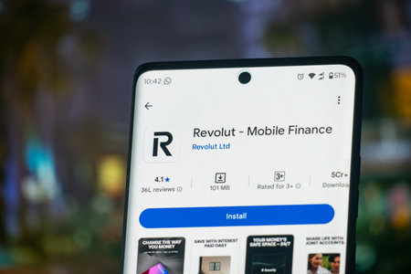 Dhaka, Bangladesh 07 Dec 2025: 2025: Revolut app on the smartphone screen. Revolut is a global...