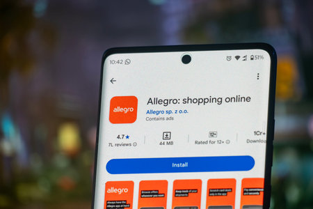 Dhaka, Bangladesh 22 Dec 2025:Allegro logo, an online shopping platform, against a colorful...