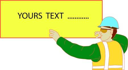 worker assembles a warning noticeのイラスト素材