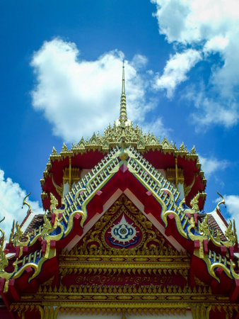 roof of a Buddhist templeの写真素材