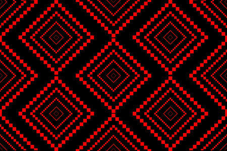 Seamless geometric pattern of rhombuses in red and black colors