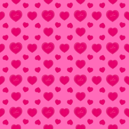 Seamless pattern with hearts on pink background. Vector illustration.の写真素材
