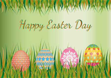 Easter day background with easter eggのイラスト素材