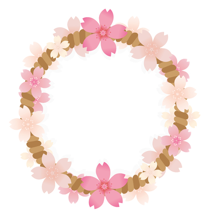 Rope frame of pink sakura blossomのイラスト素材
