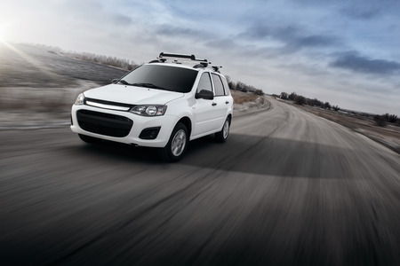 Car fast drive on the roadのeditorial素材