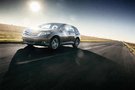 Car fast drive on the roadのeditorial素材