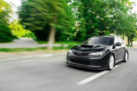Car speed fast drive on the roadのeditorial素材