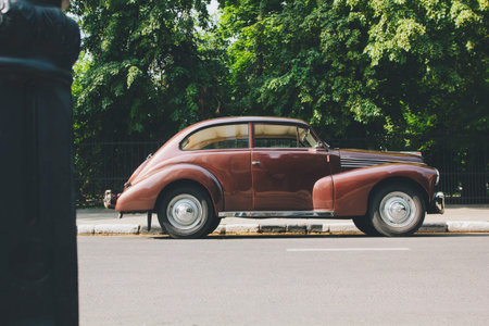 Saratov, Russia - June 21, 2015: Retro car Opel Kapitan standing on road in the cityのeditorial素材