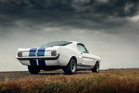 Retro muscle car ford mustang shelby on the roadのeditorial素材