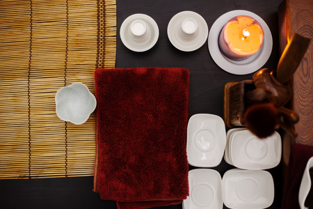 Asian tea ceremony on the wooden tableの写真素材