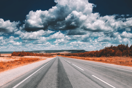 Empty asphalt road at daytime. Beautiful nature landscapeの写真素材