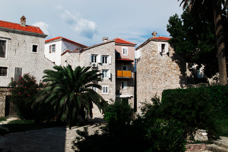 Old town in Budva, Montenegro at summer daytimeの写真素材