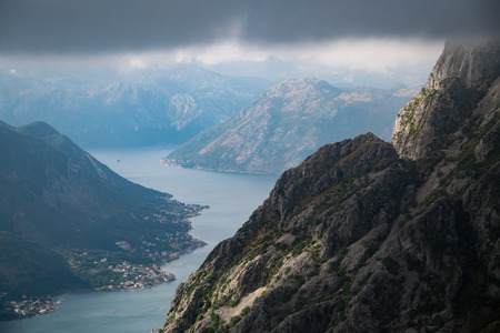 Beautiful nature mountains landscape. Kotor bay, Montenegroの写真素材