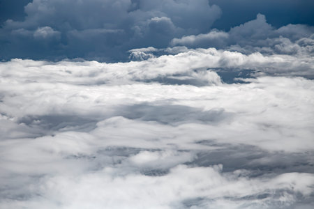 White clouds, view from above air plane window