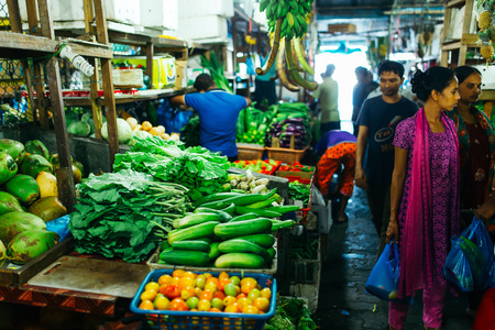 Male, Maldives - December 17, 2016: Indoors fresh fruits and vegetables market in city Male, the capital of the Maldivesのeditorial素材