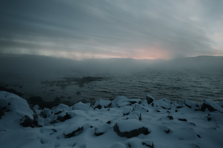Winter coast of Barents Sea. Kola Peninsula, Russiaの写真素材