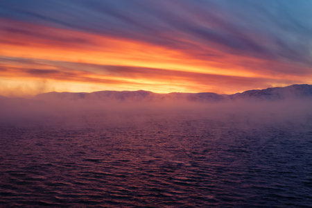 Winter coast of Barents Sea. Kola Peninsula, Russiaの写真素材
