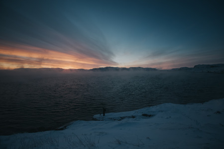 Winter coast of Barents Sea. Kola Peninsula, Russiaの写真素材