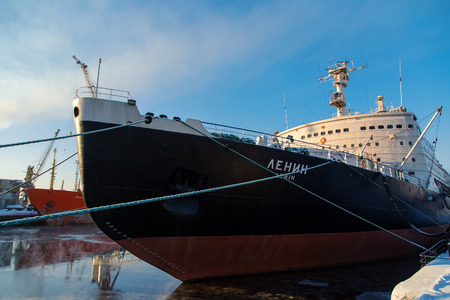 Murmansk, Russia - February 25, 2017: First atomic nuclear-powered icebreaker Leninのeditorial素材