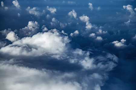 White clouds, view from above air plane window