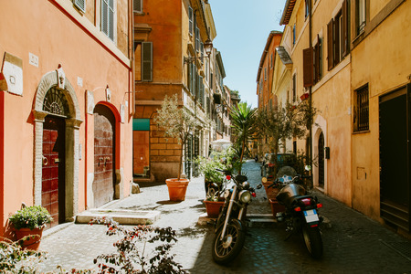 Narrow street in Rome, Italy at summerのeditorial素材