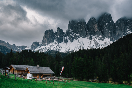 Rainy clouds over mountains. Dolomites Italian Alpsのeditorial素材