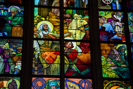 Beautiful Stained Glass Windows in european cathedralのeditorial素材