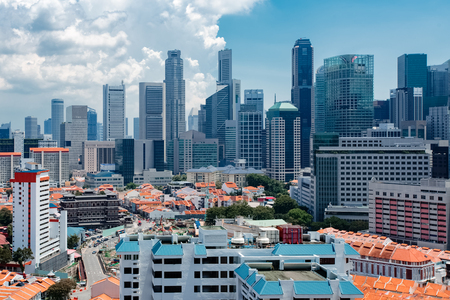 Singapore city skyline. Downtown and Chinatown districtsの写真素材