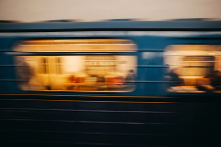 Subway metro city underground in fast motion blur background