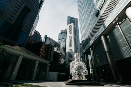 Singapore, Singapore - October 15, 2017: Singapore city skyline landscape at daytime. Business Downtown district. Urban skyscrapers cityscapeのeditorial素材
