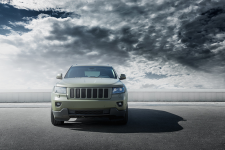 Moscow, Russia - September 16, 2017: Car Jeep Grand Cherokee wrapped in matte vinyl is standing on the parkingのeditorial素材