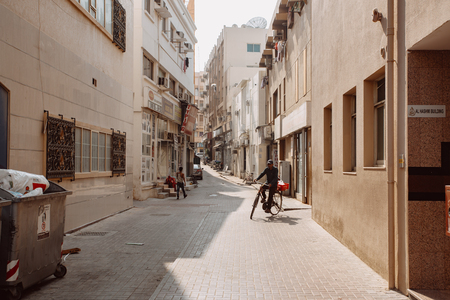Dubai, UAE - September 09, 2018: Narrow street in traditional arab style at Al Fahidi districtのeditorial素材