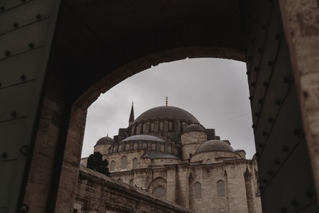 Suleymaniye Mosque in Istanbul, Turkey at rainy dayのeditorial素材