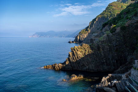 Riomaggiore town in Cinque Terre, Italy in the summer