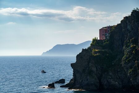 Manarola town in Cinque Terre, Italy in the summerの写真素材