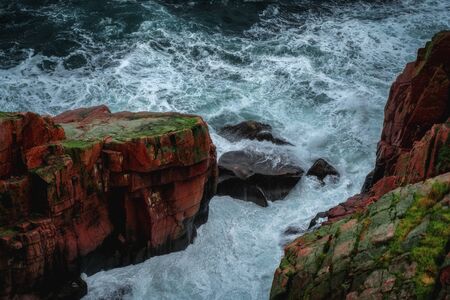 Stormy waves at Barents Sea, Arctic Ocean. Kola Peninsula, Murmansk region in Russiaの写真素材
