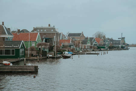 Zaanse Schans in Zaandam city. Museum village in Netherlands (Holland)の写真素材