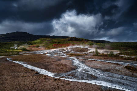 Haukadalur, The Valley Of The Geysers in Icelandの写真素材
